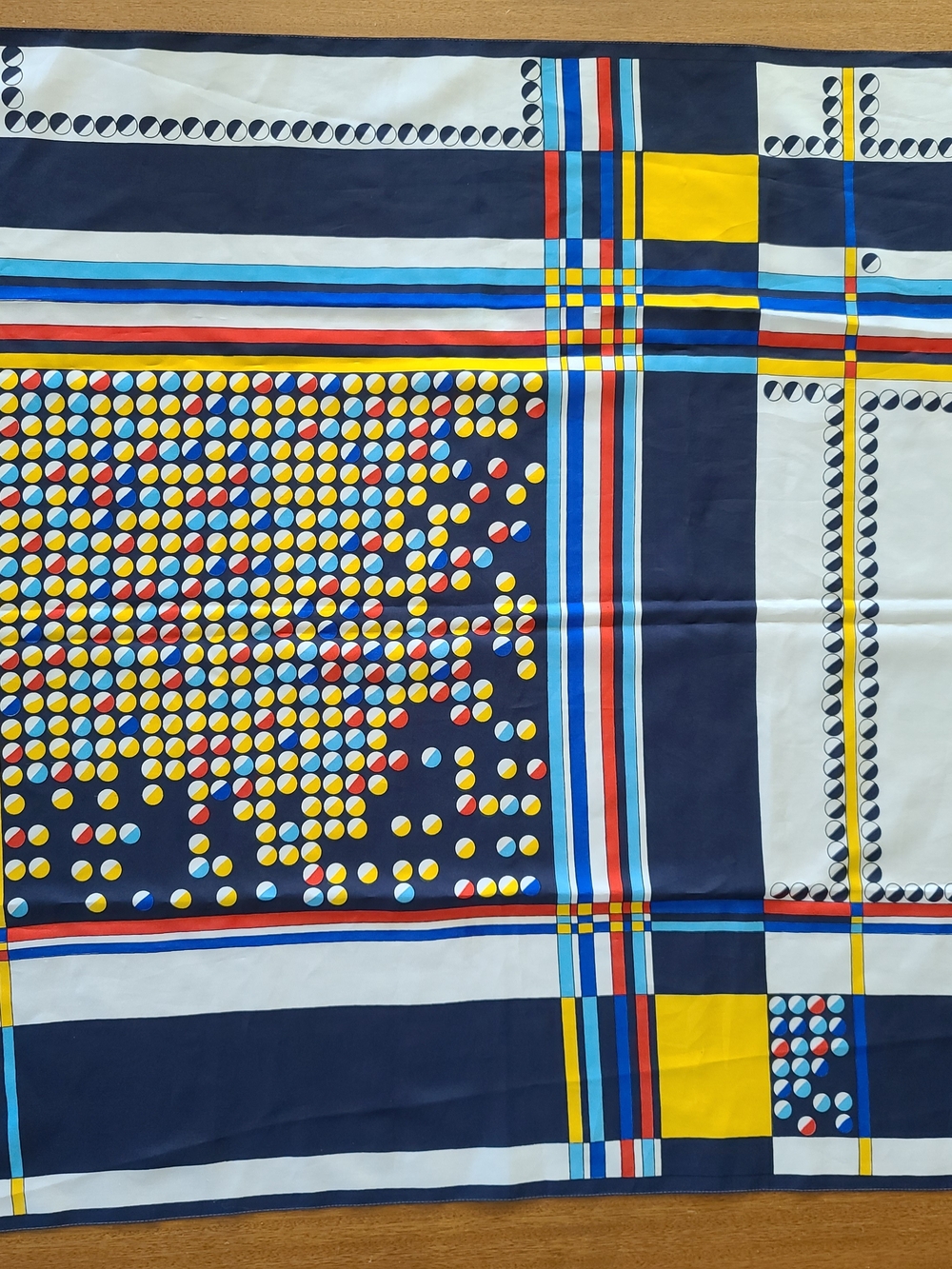 Trevira Navy Blue Geometric Dot & Stripe Scarf